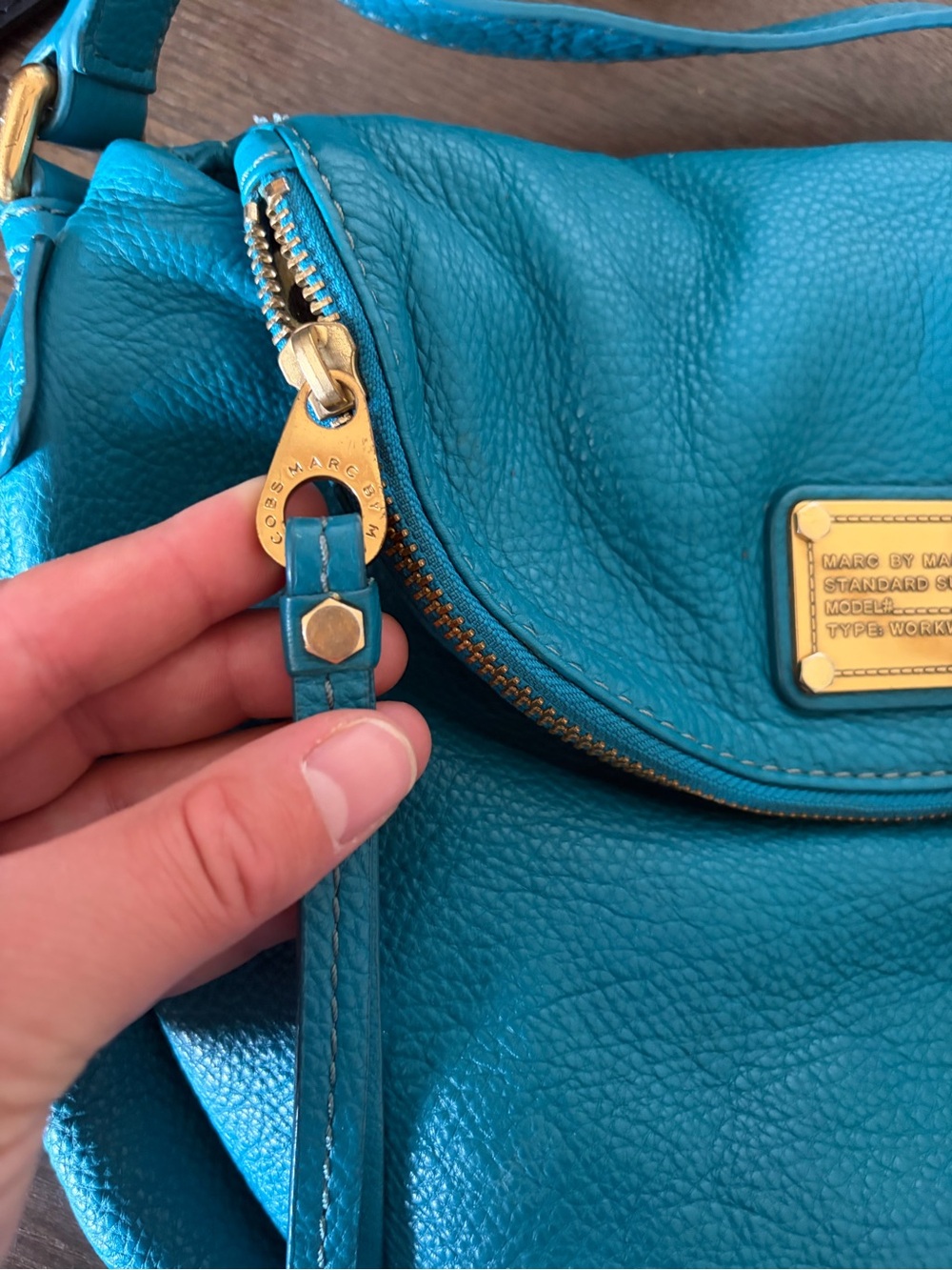 Marc by Marc Jacobs Teal Pebbled Leather Shoulder Bag Classic Q Natasha - Picture 3 of 8
